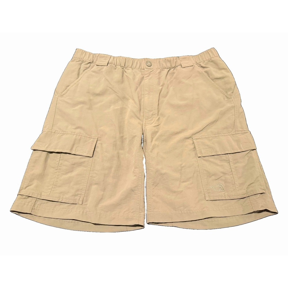 The North Face Men's Beige Cargo Shorts Elastic Waist Zip Pockets